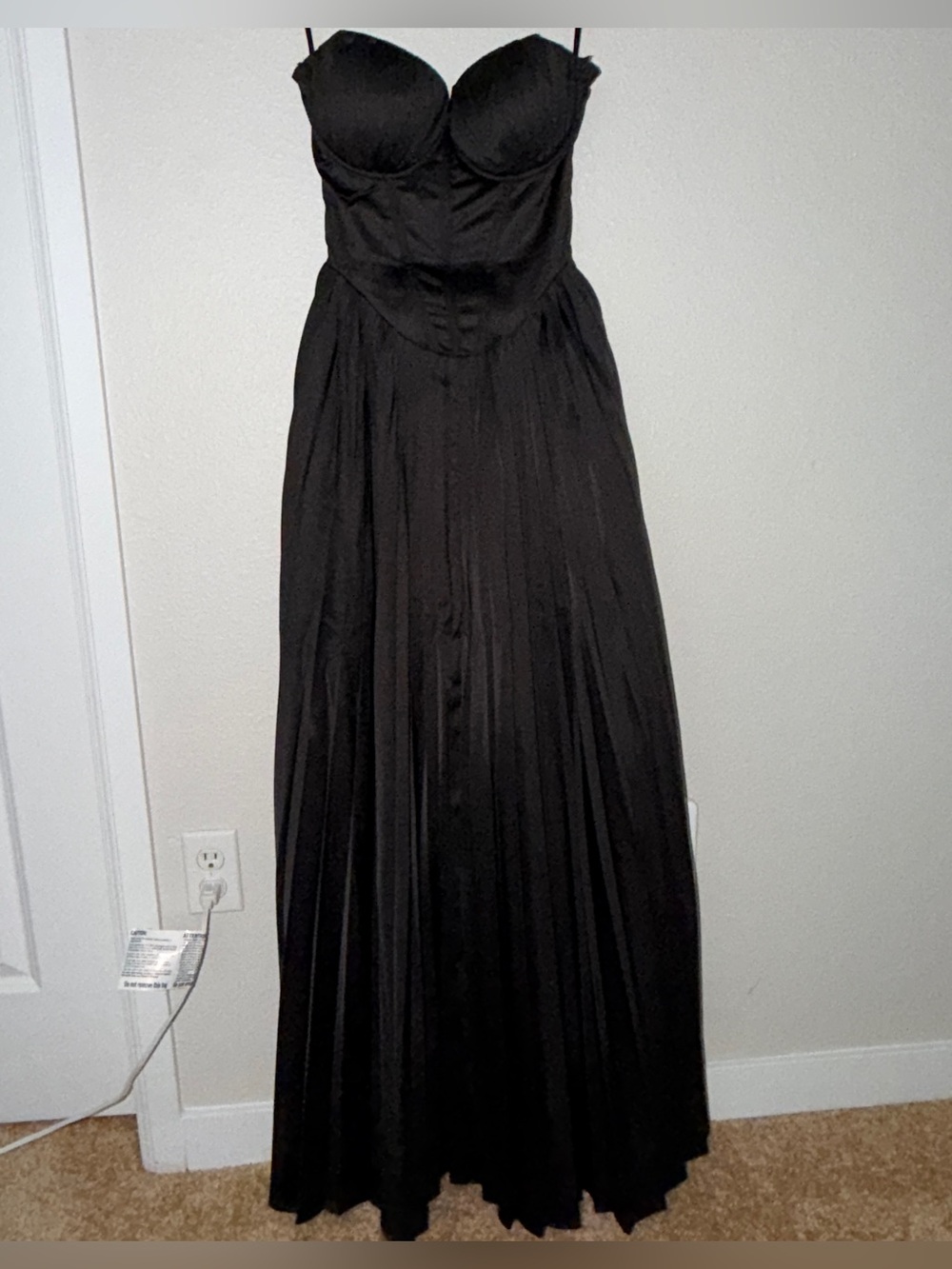 Fashion Nova Black Strapless Pleated Maxi Dress - Picture 1 of 3